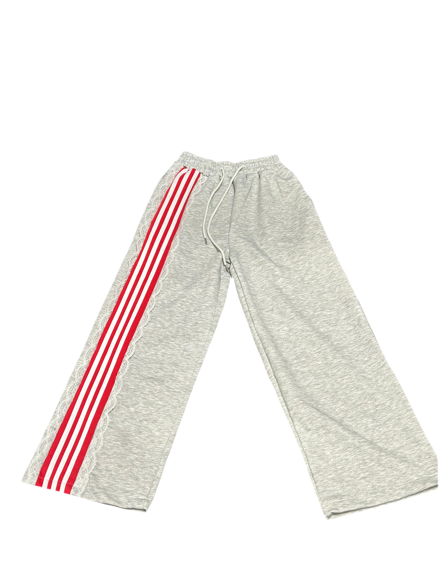 8586: LACE STRIPPED SWEATS