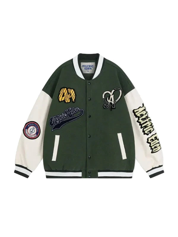 AELFRIC EDEN: TOWEL EMBROIDERY BADGE VARSITY JACKET – 85 86 