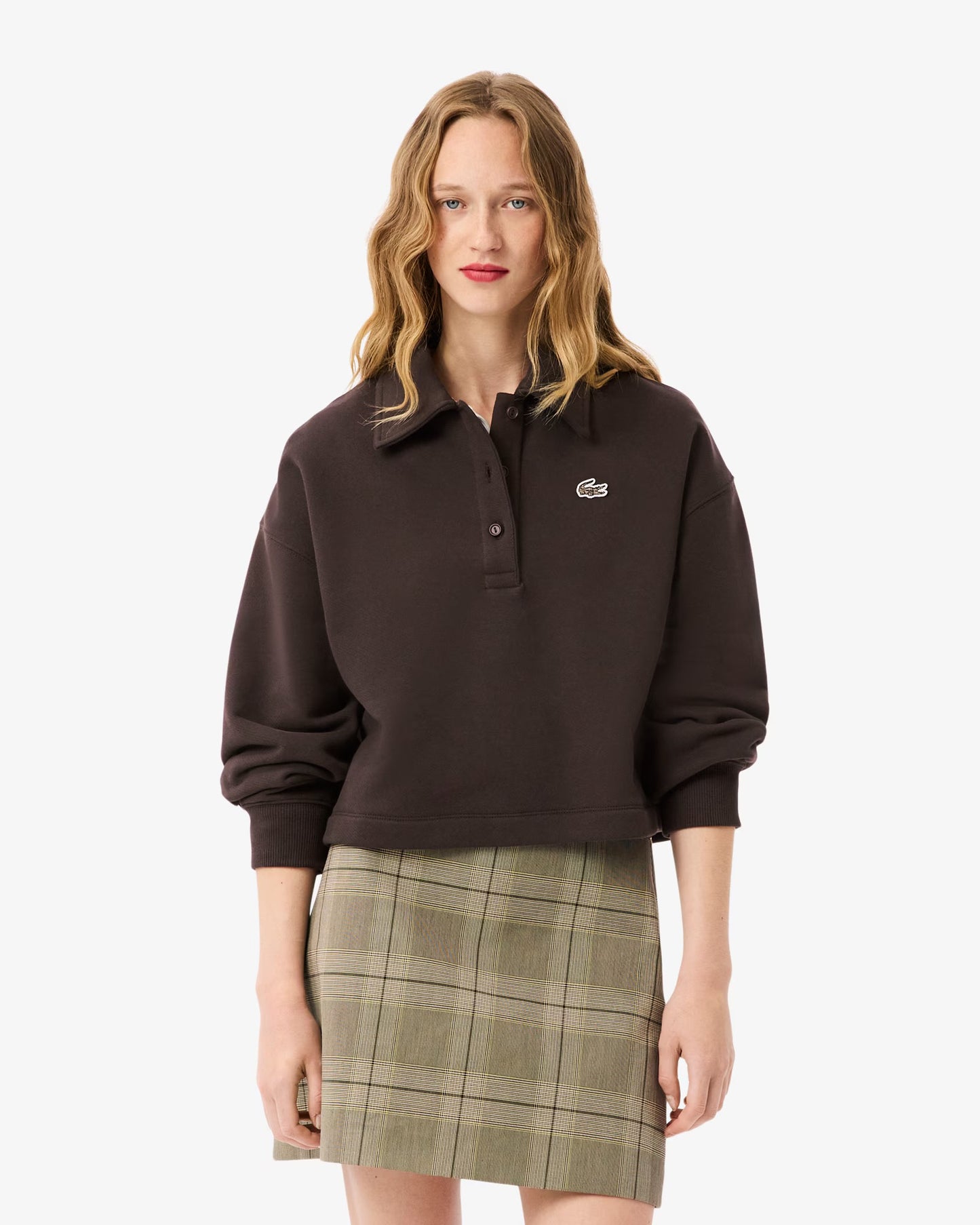 LACOSTE: OVERSIZED FLEECE POLO SWEATSHIRT