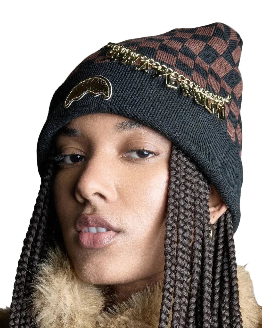 SPRAYGROUND: GOLD CHAIN CHECK BEANIE