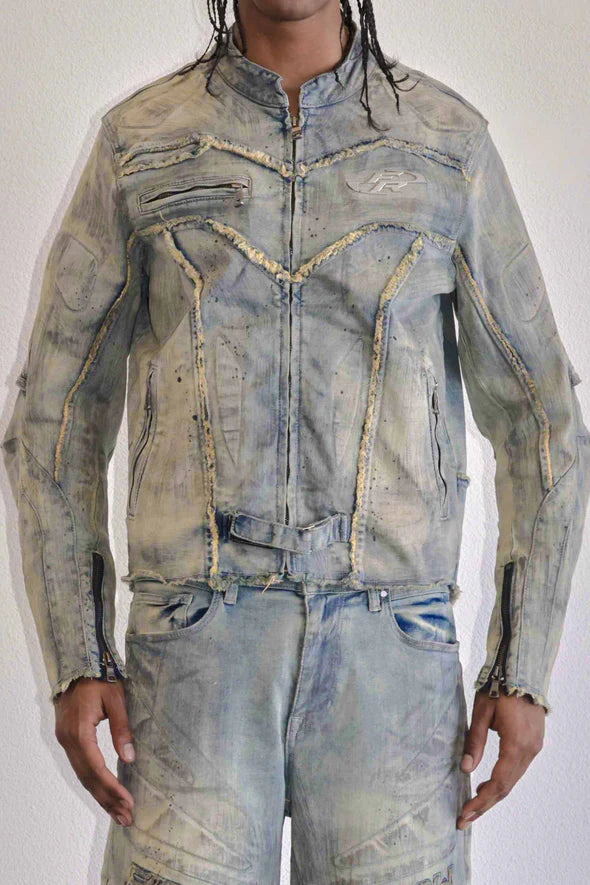 FIRST ROW: MOTOR RACING Y2K DENIM JACKET