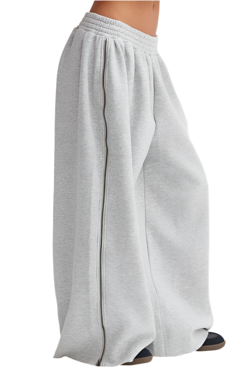8586: WIDE LEG ZIPPER SWEATPANTS