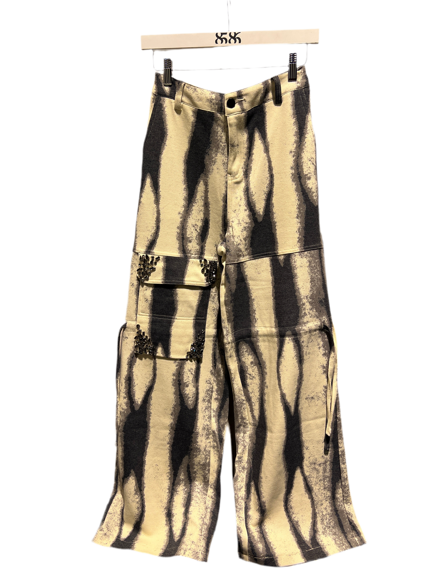 BALBOA: TIE DYE CARGO PANTS W/ RHINESTONES