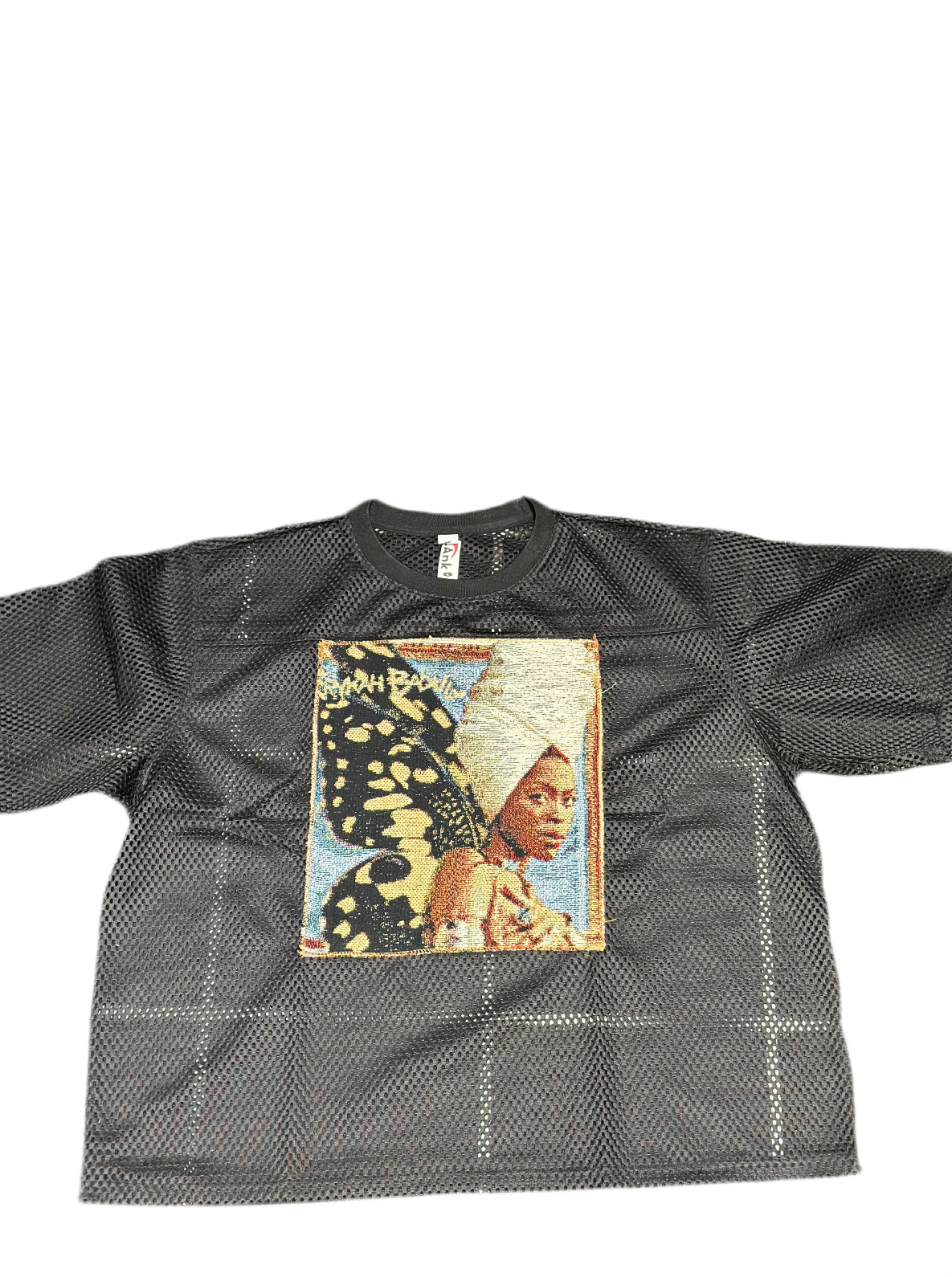 ANGEL GENTLE: BADU JERSEY MESH TAPESTRY TOP