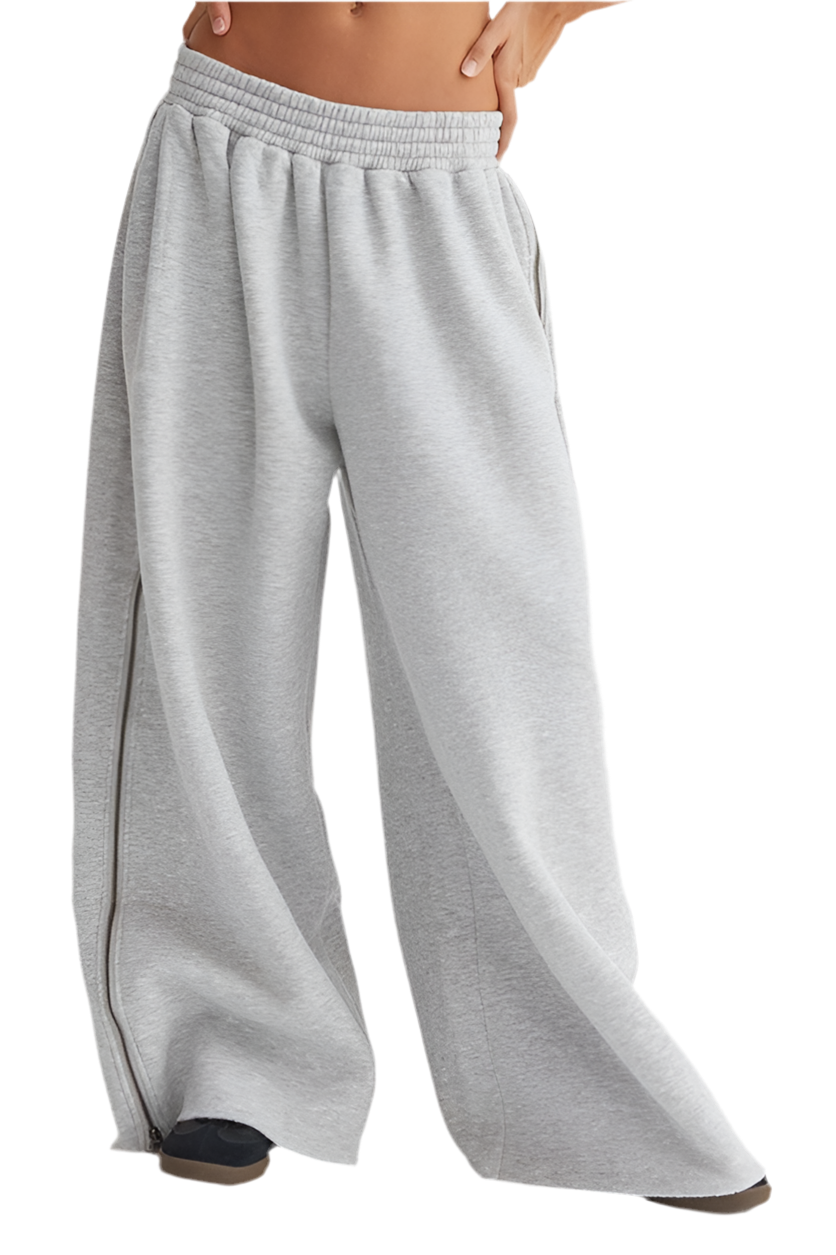 8586: WIDE LEG ZIPPER SWEATPANTS
