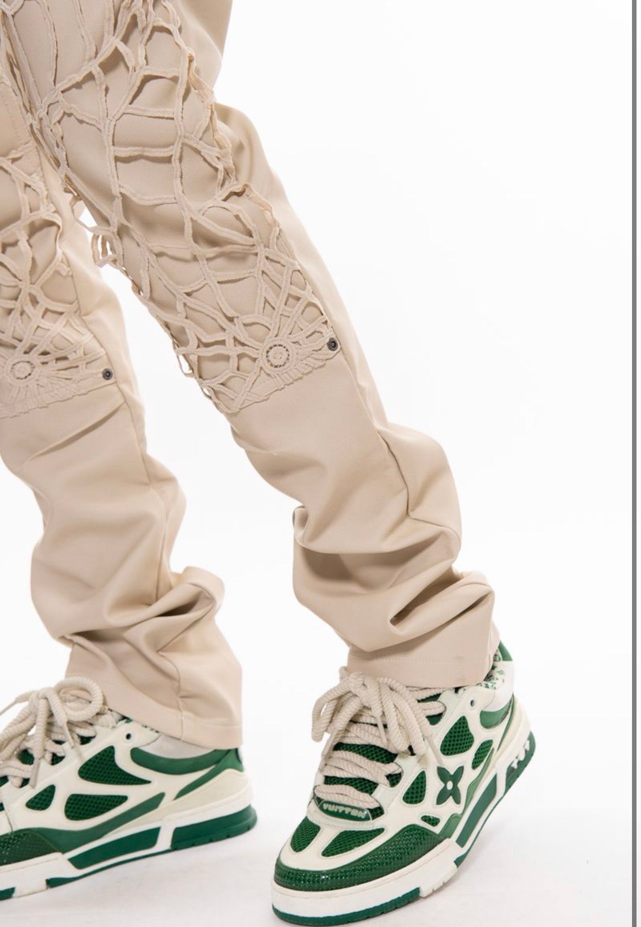 VICIOUS DENIM: VEGAN LEATHER STACK PANTS