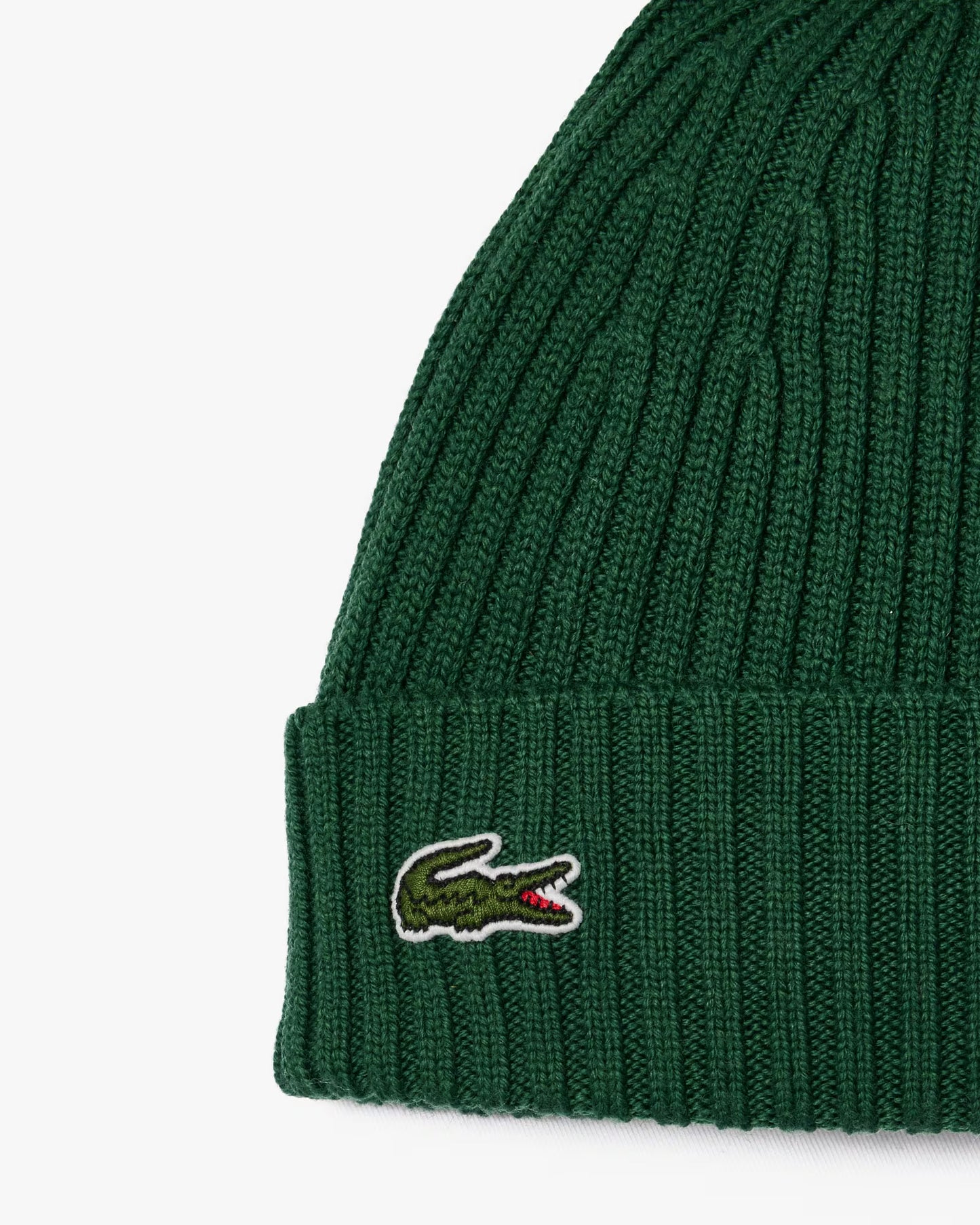 LACOSTE: RIB KNIT WOOL BEANIE