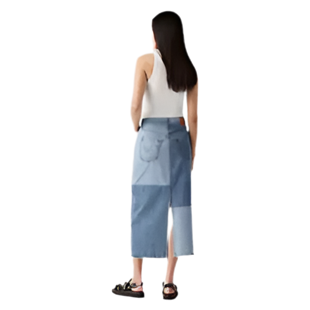LEVIS: PATCH DENIM MIDI SKIRT