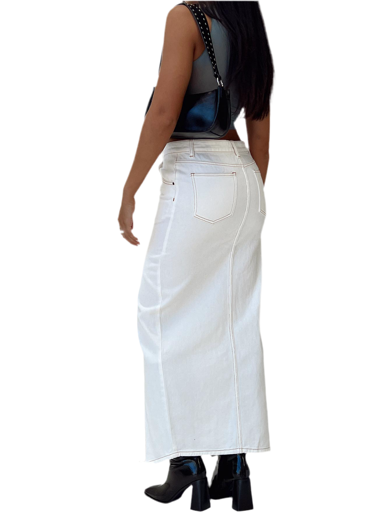 LIONESS: BARBIE SPLIT MIDI DENIM SKIRT