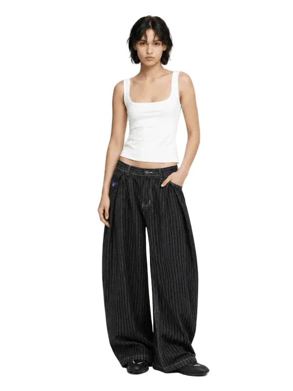AELFRIC EDEN: PINSTRIPE BAGGY JEANS