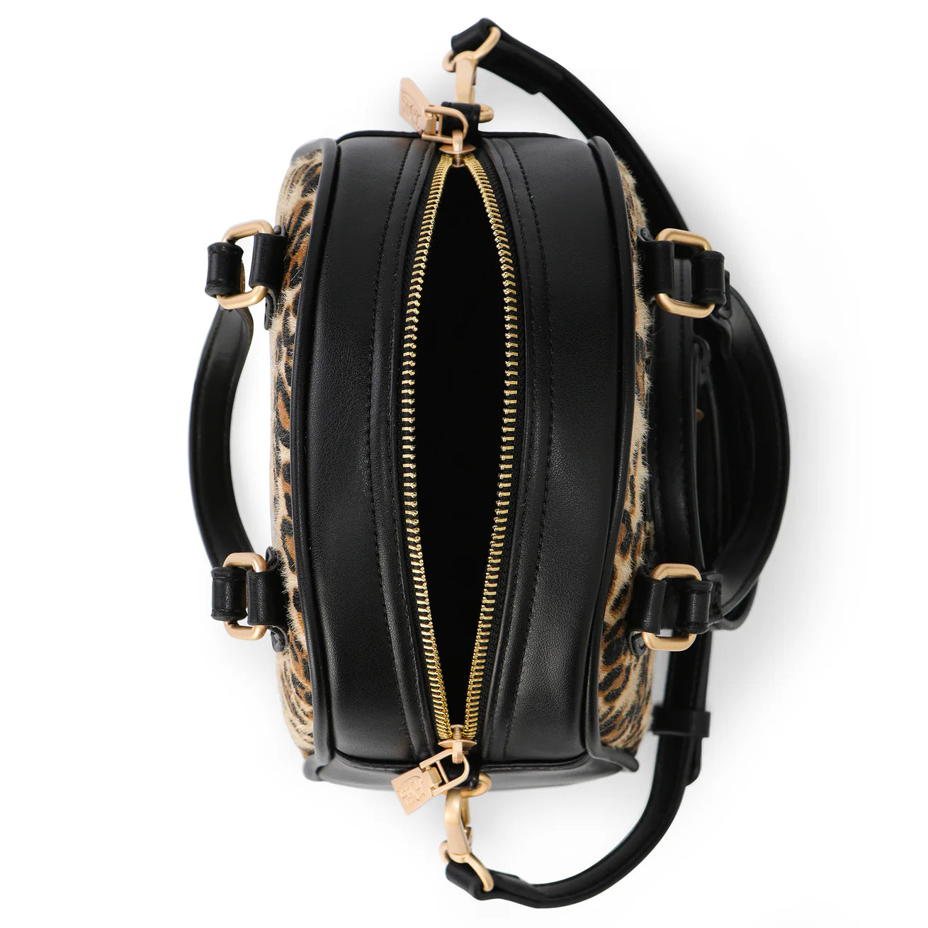 VON DUTCH: LEOPARD VEGAN PONY HAIR CHEETAH BOWLING BAG