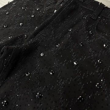 VICIOUS DENIM : EMBELLISHED STACKED JEANS