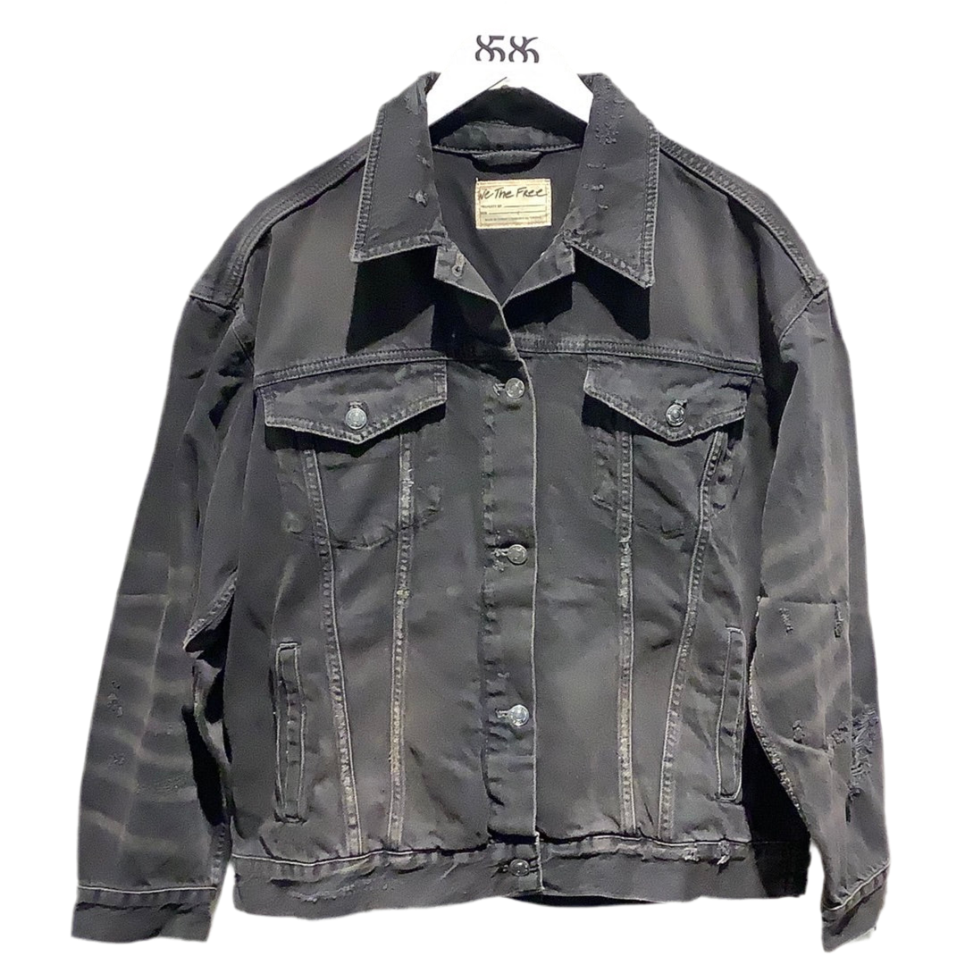 FREE PEOPLE: JOLINE TRUCKER JACKET WASHED BLACK