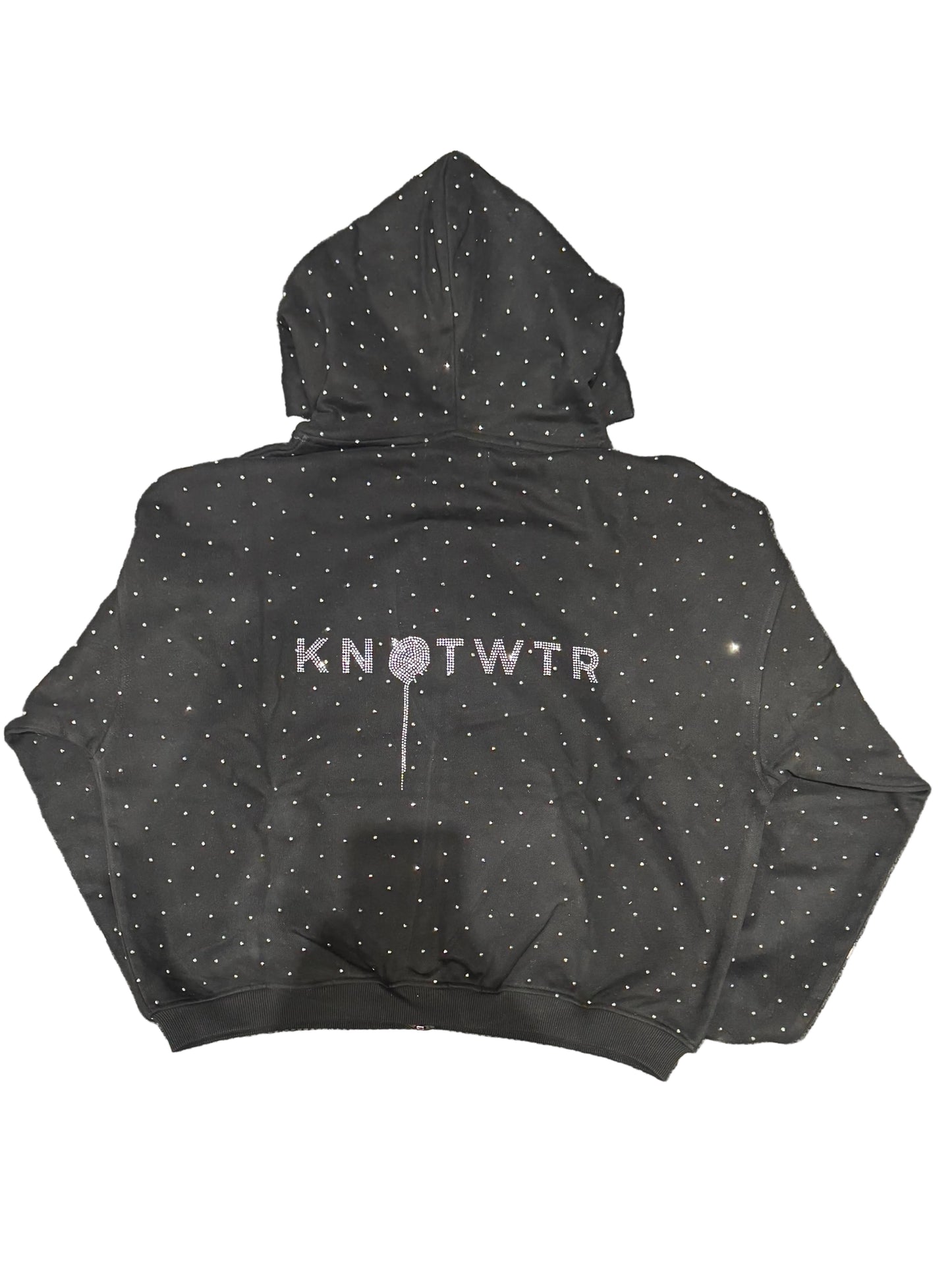 KNOTWTR: RHINESTONE ZIP UP HOODIE
