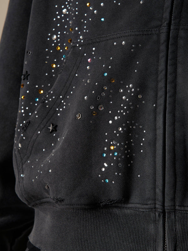 AELFRIC EDEN: RHINESTONE ZIP UP HOODIE