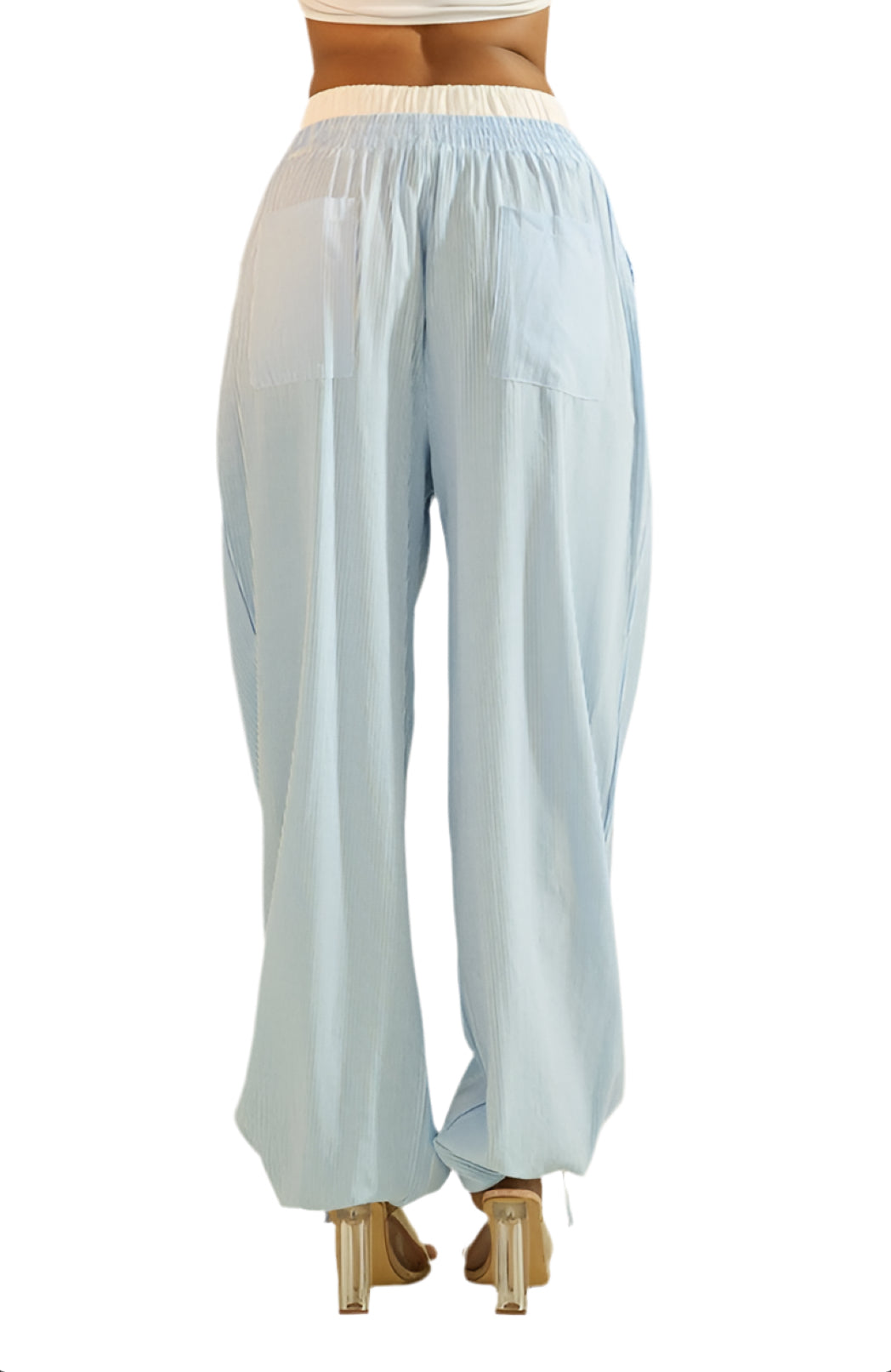 8586: BLUE STRIPED BOXER PANTS