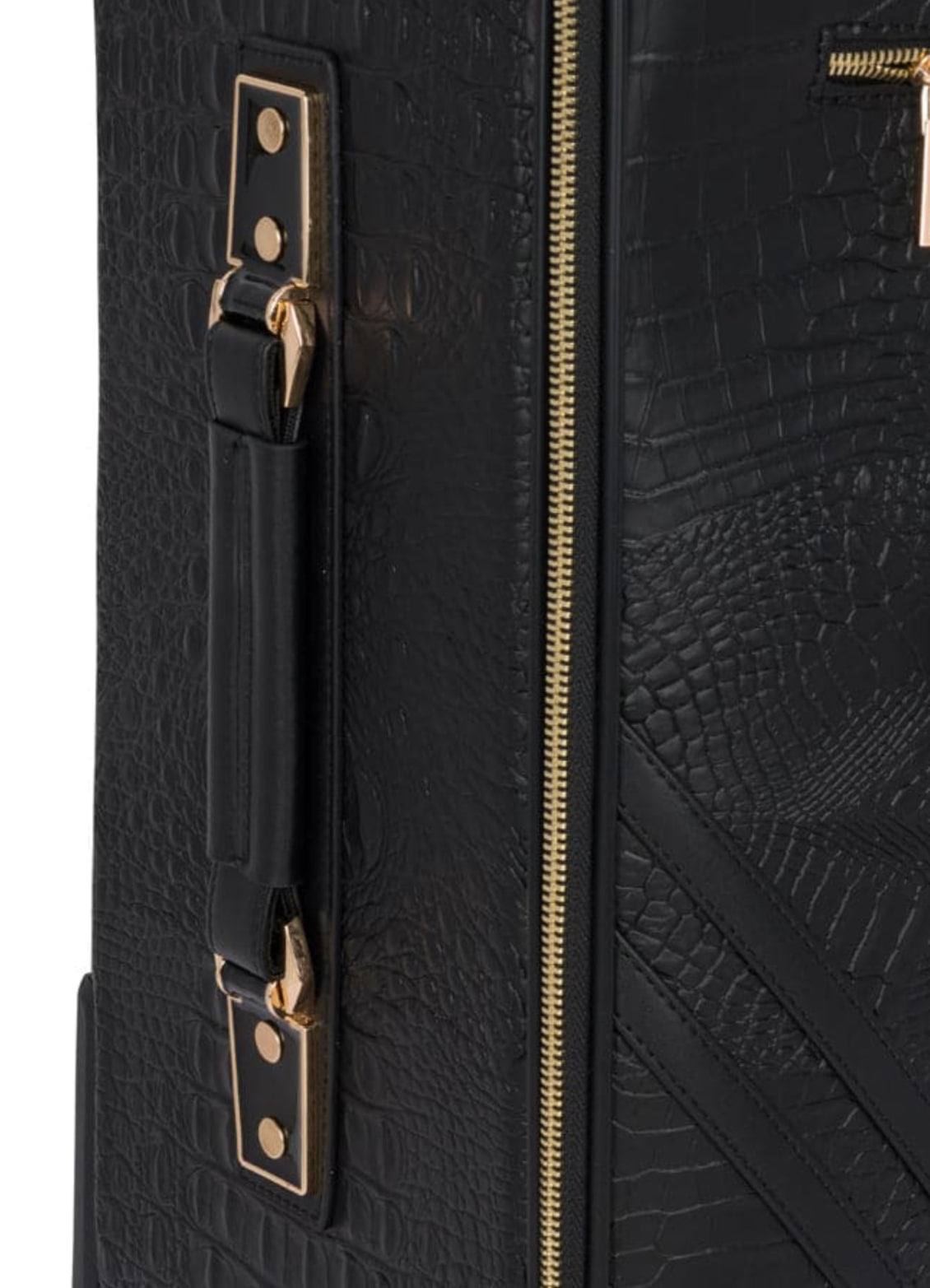 BLACK APOLLO 2 FAUX CROCODILE SKIN CARRY-ON SUITCASE