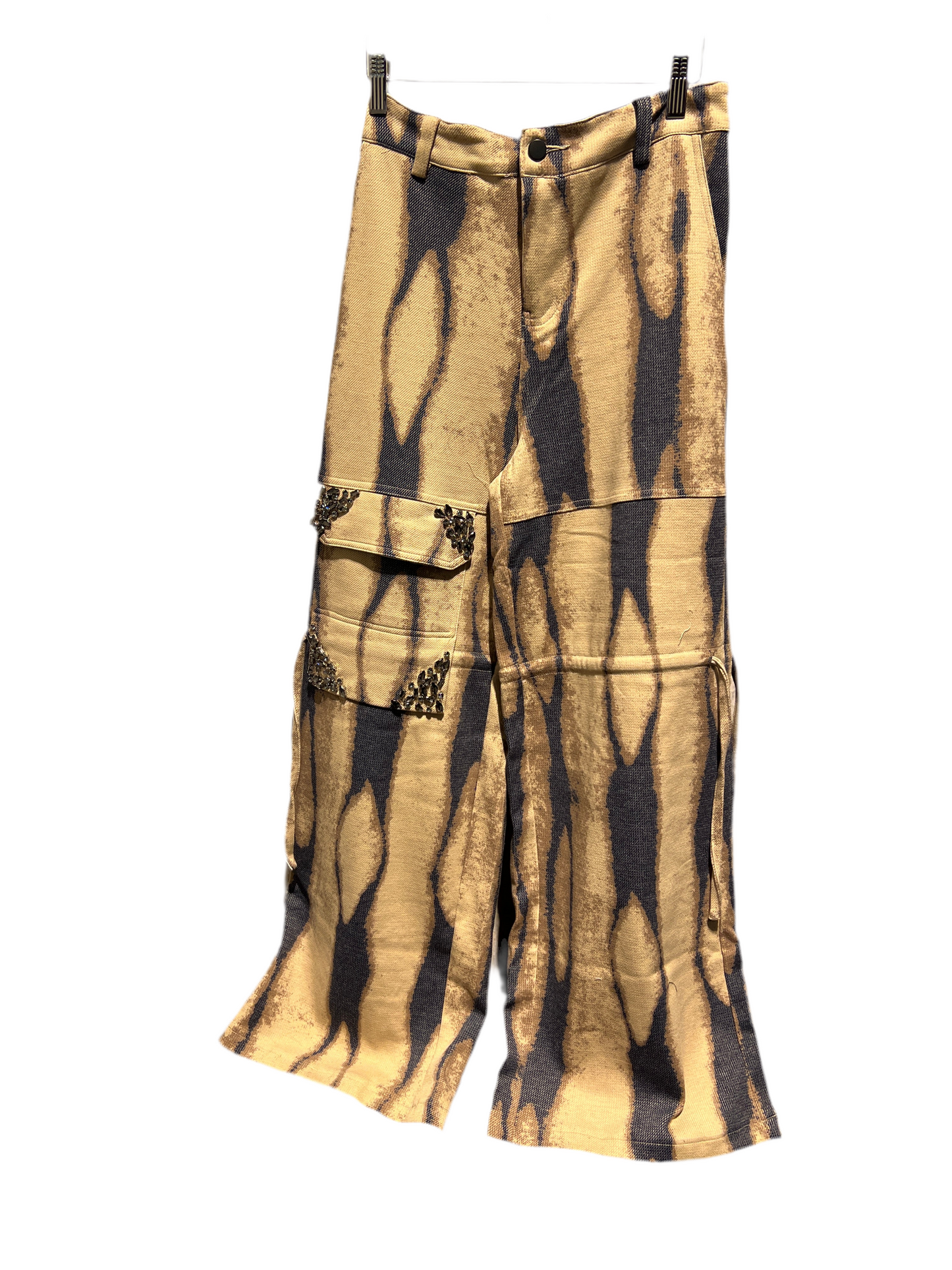 BALBOA: TIE DYE CARGO PANTS W/ RHINESTONES