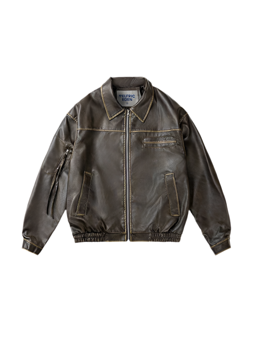 AELFRIC EDEN: MULTI POCKET FAUX LEATHER JACKET