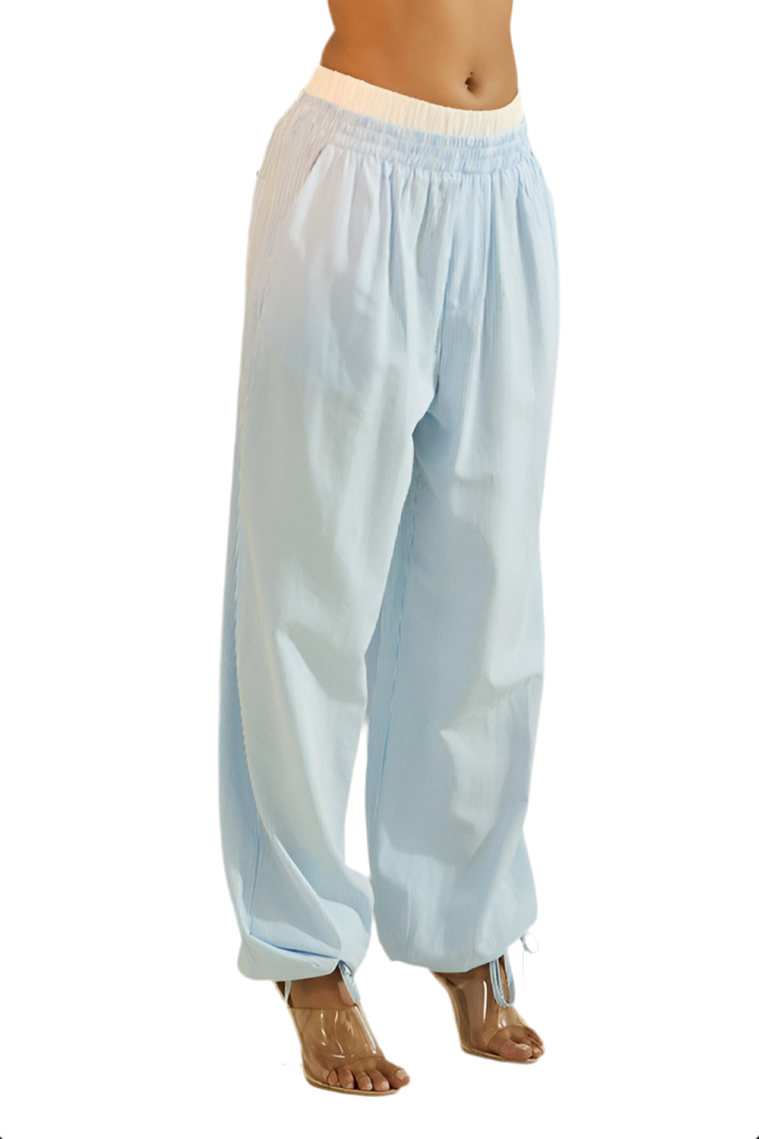 8586: BLUE STRIPED BOXER PANTS