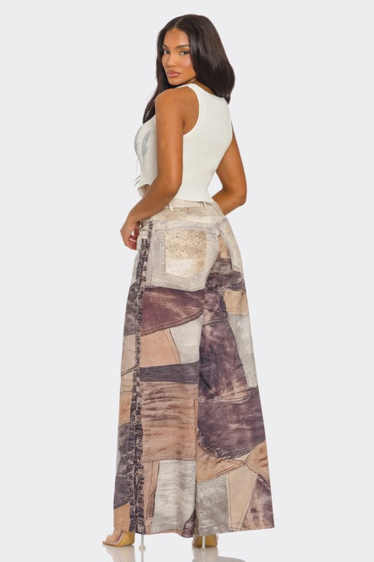 8586: FABRIC PRINTED PANTS