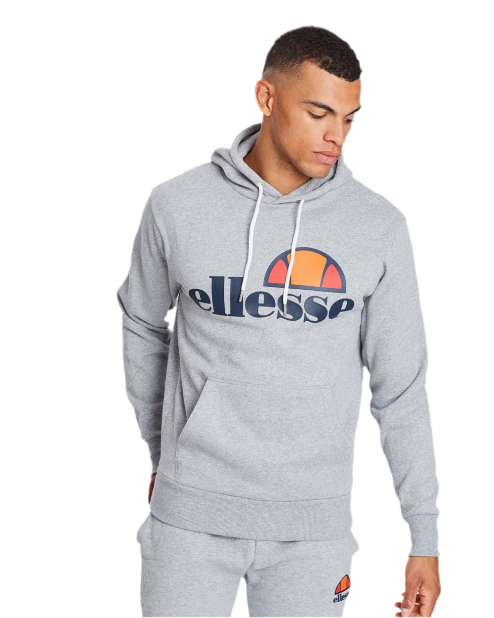 ELLESSE HEATHER GRAY LOGO PULLOVER HOODIE 85 86 eightyfiveightysix