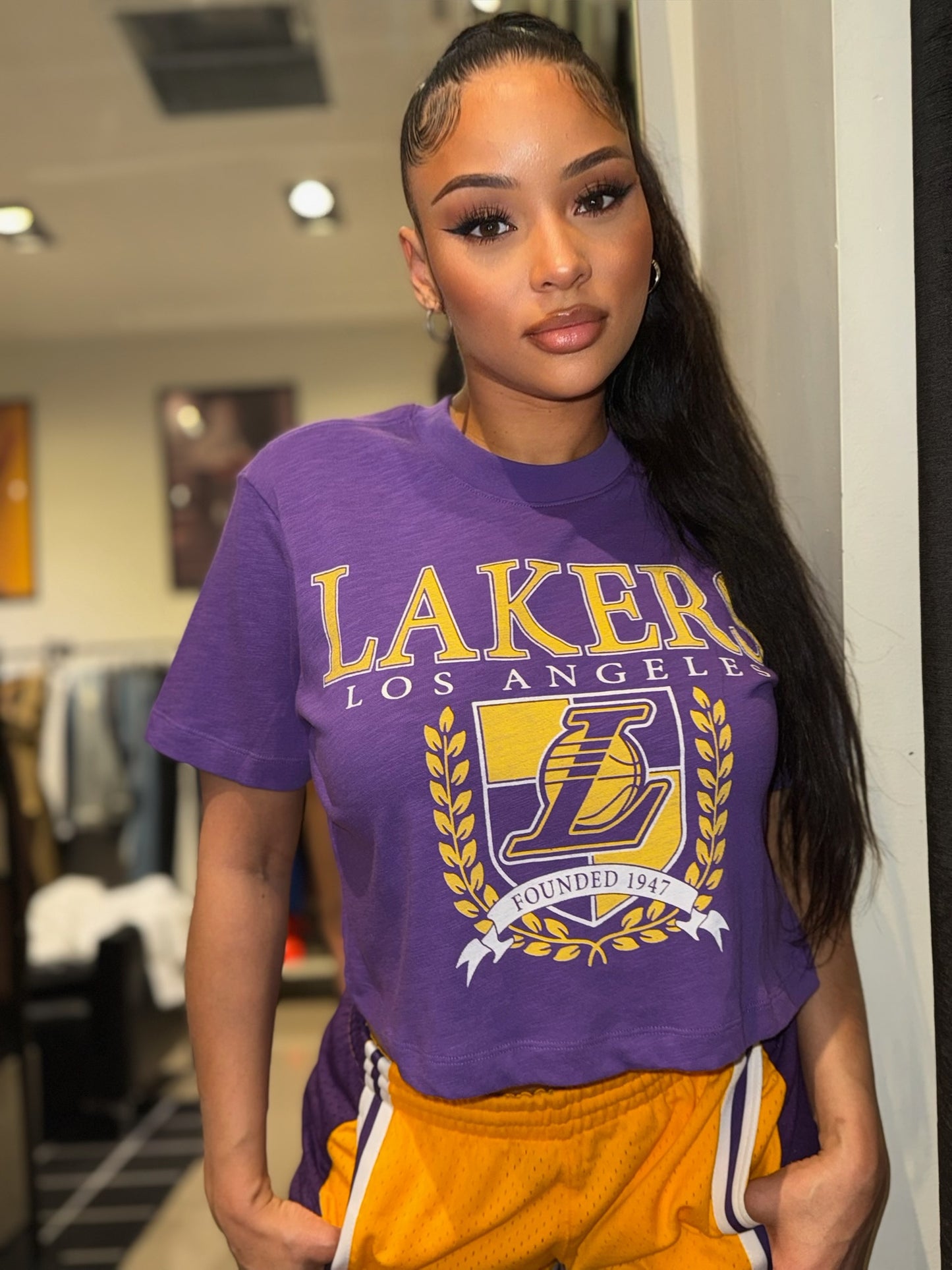 JUNK FOOD CLOTHING: LAKERS CROP TOP