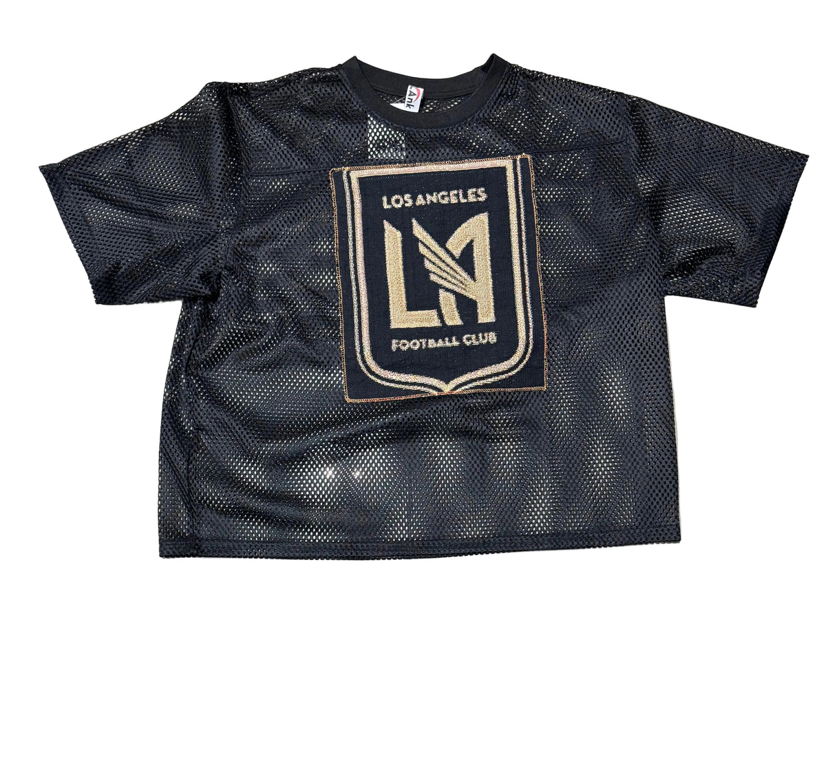 ANGEL GENTLE: JERSEY MESH TAPESTRY TOP - BLACK