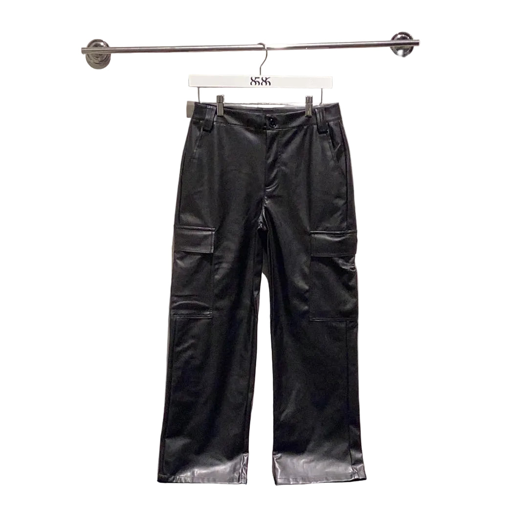 8586: VEGAN LEATHER CARGO PANTS