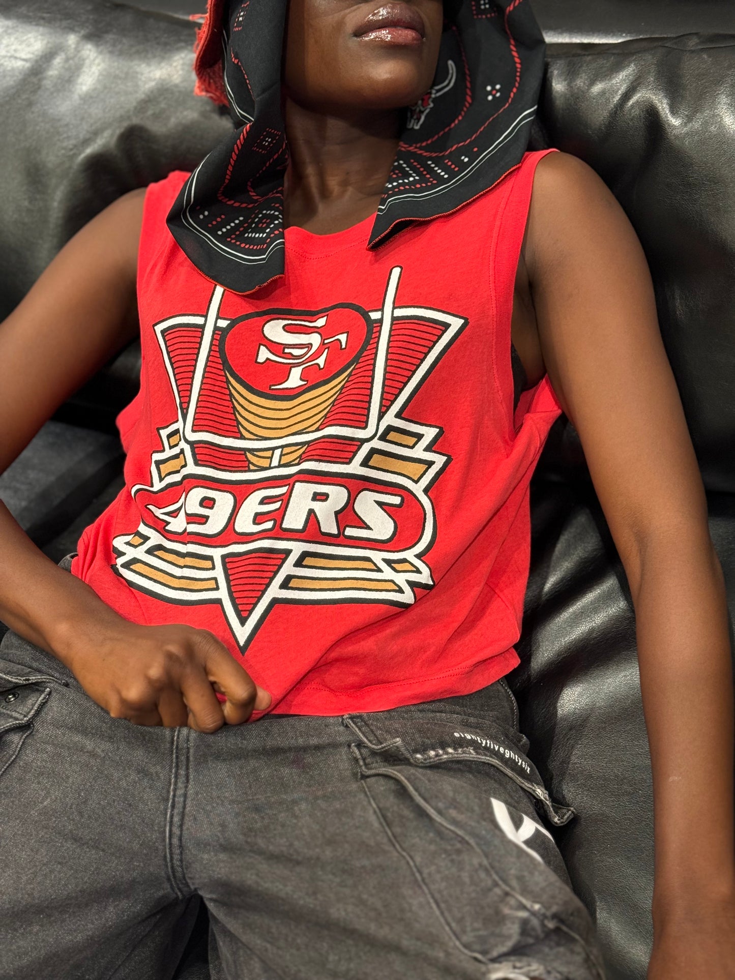 JUNK FOOD CLOTHING: 49ERS CROP TANK TOP