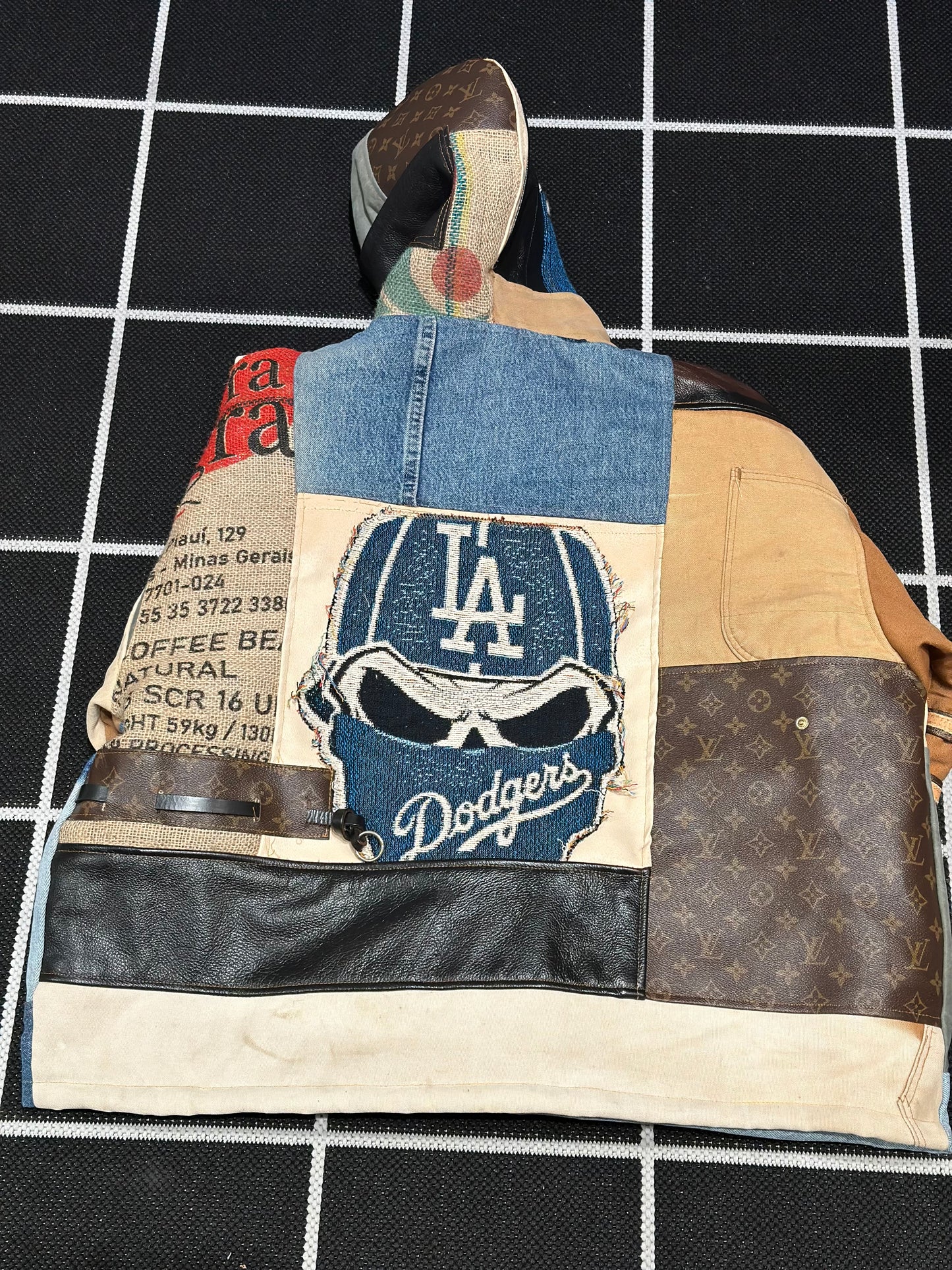 ANGEL GENTLE: TAPESTRY PATCHWORK LA DODGERS COAT
