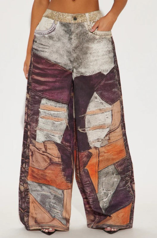 8586: FABRIC PRINTED PANTS