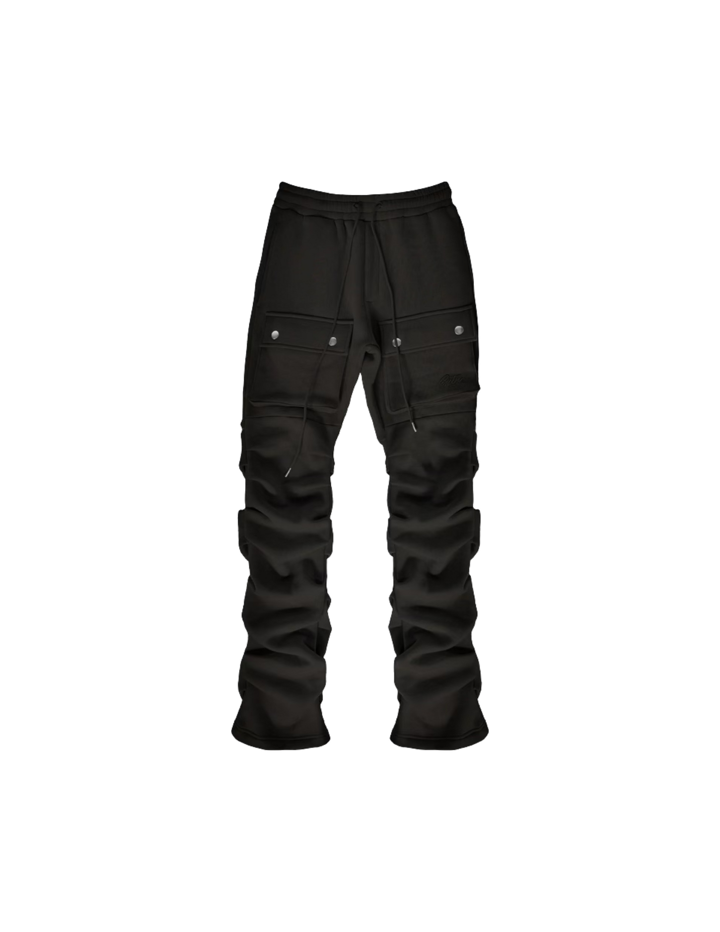 EPTM STACKED CARGO SWEATPANTS (black flat lay)
