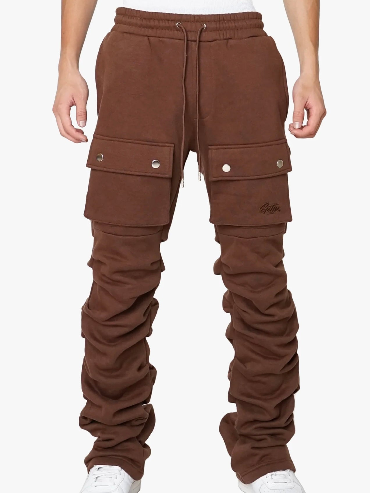 EPTM STACKED CARGO SWEATPANTS (brown front view)