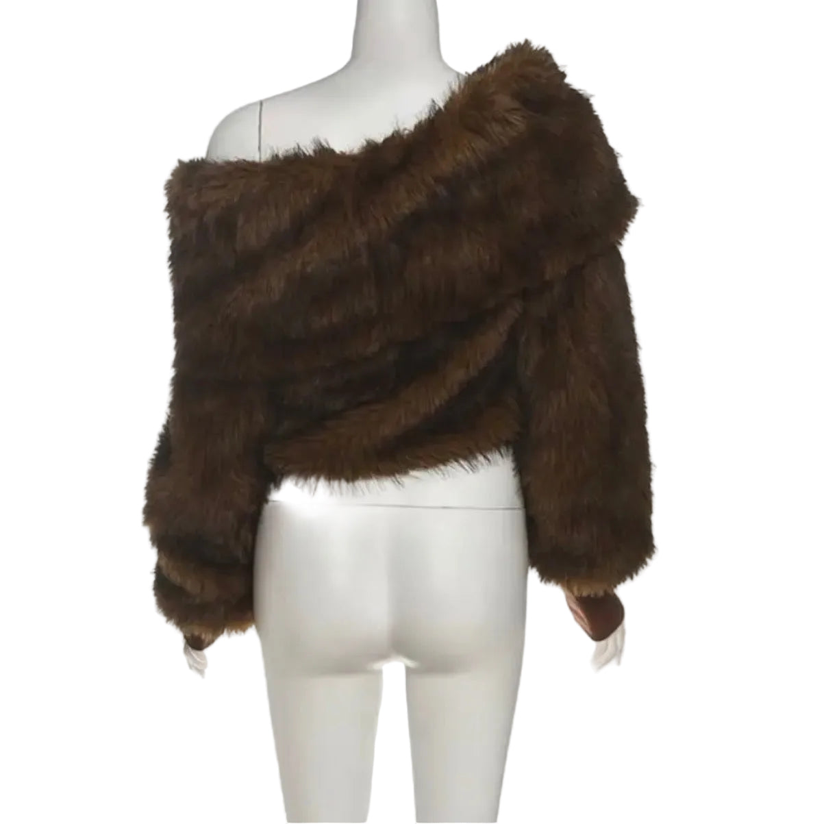 BOHO: OFF THE SHOULDER FAUX FUR TOP