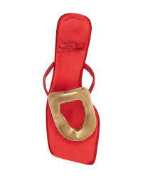 JEFFREY CAMPBELL: LINQ- MH SANDALS RED (top view)