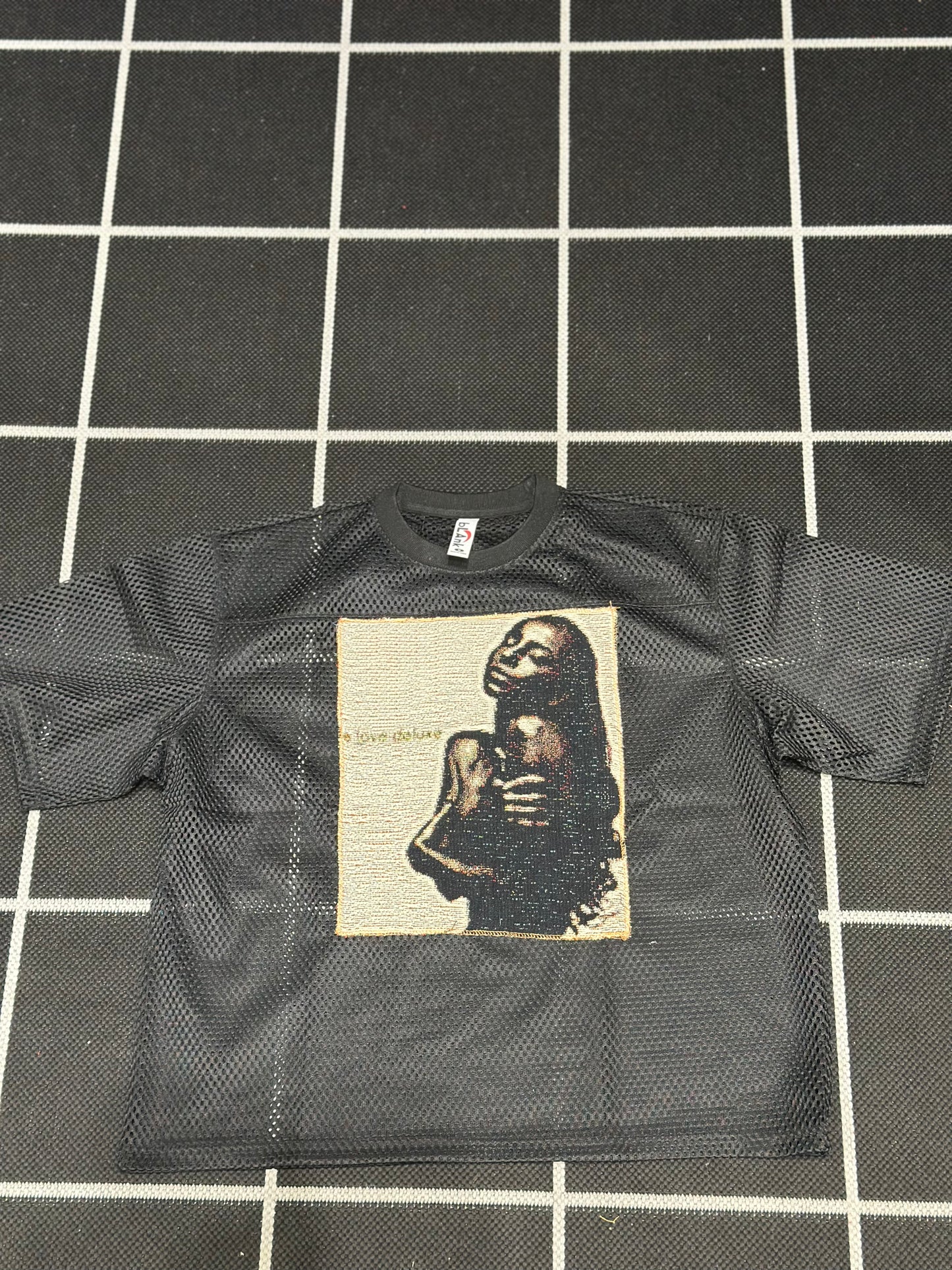 ANGEL GENTLE: SADE JERSEY MESH TAPESTRY TOP