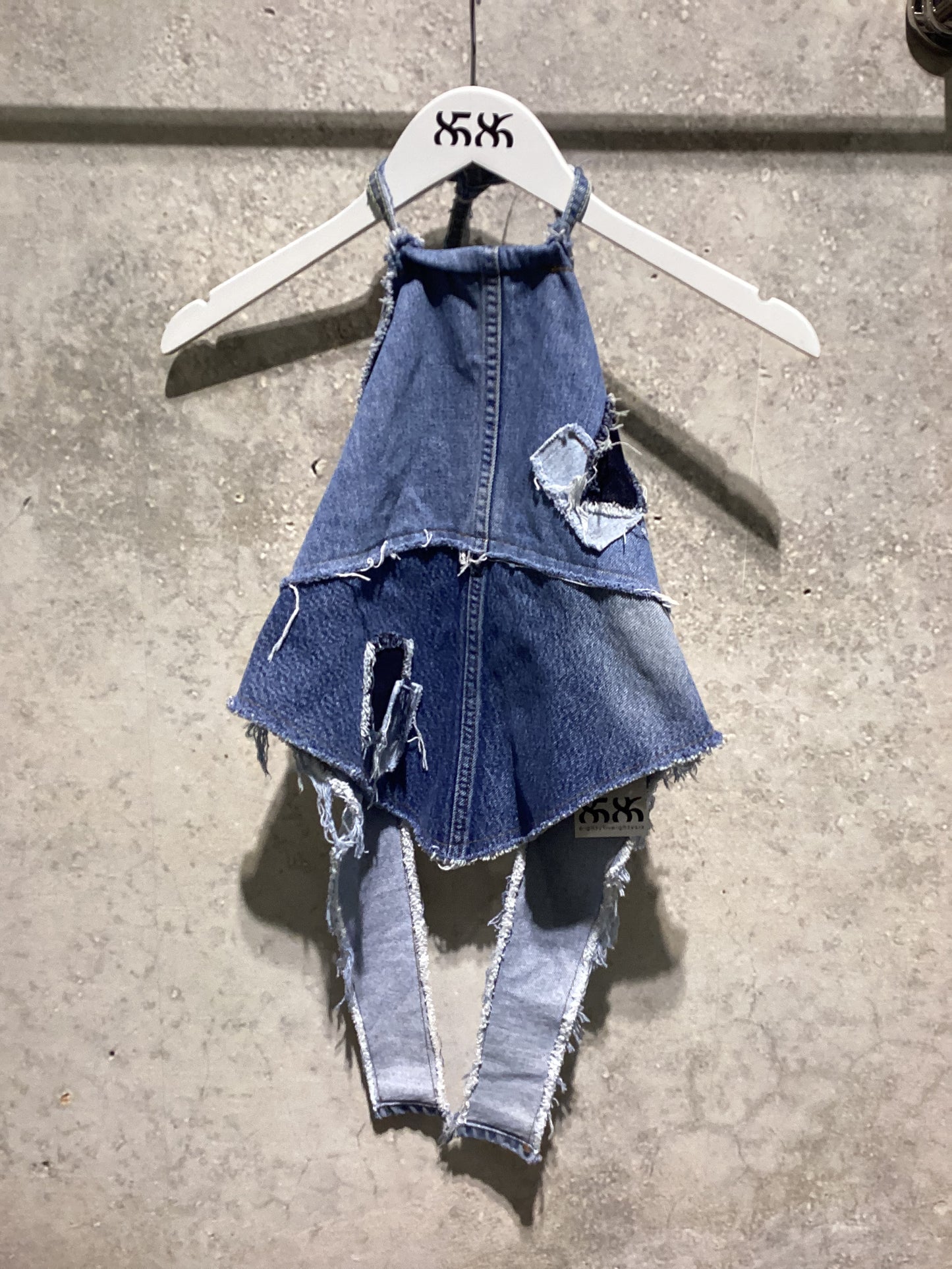 KNOTWTR: DENIM DIAMOND SHAPED TOP