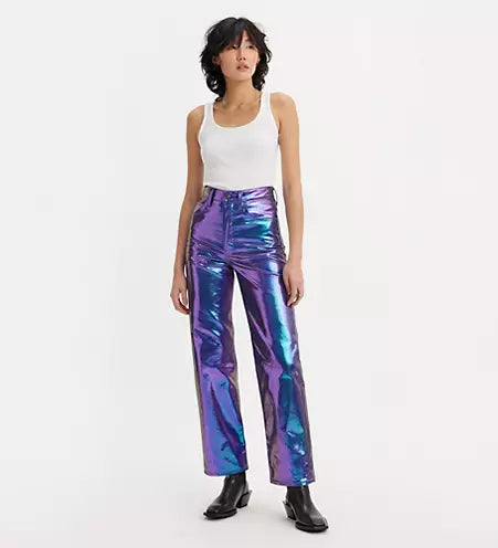 LEVI’S PREMIUM: CANDY COATED IRIDESCENT RIBCAGE STRAIGHT ANKLE JEANS