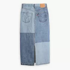 LEVIS: PATCH DENIM MIDI SKIRT (back view)