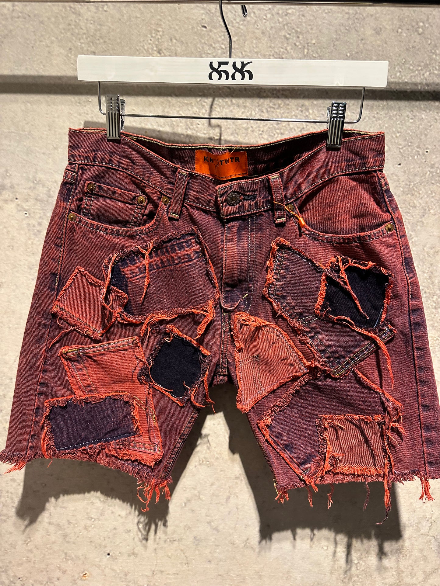 KNOTWTR: PATCHWORK DENIM SHORTS