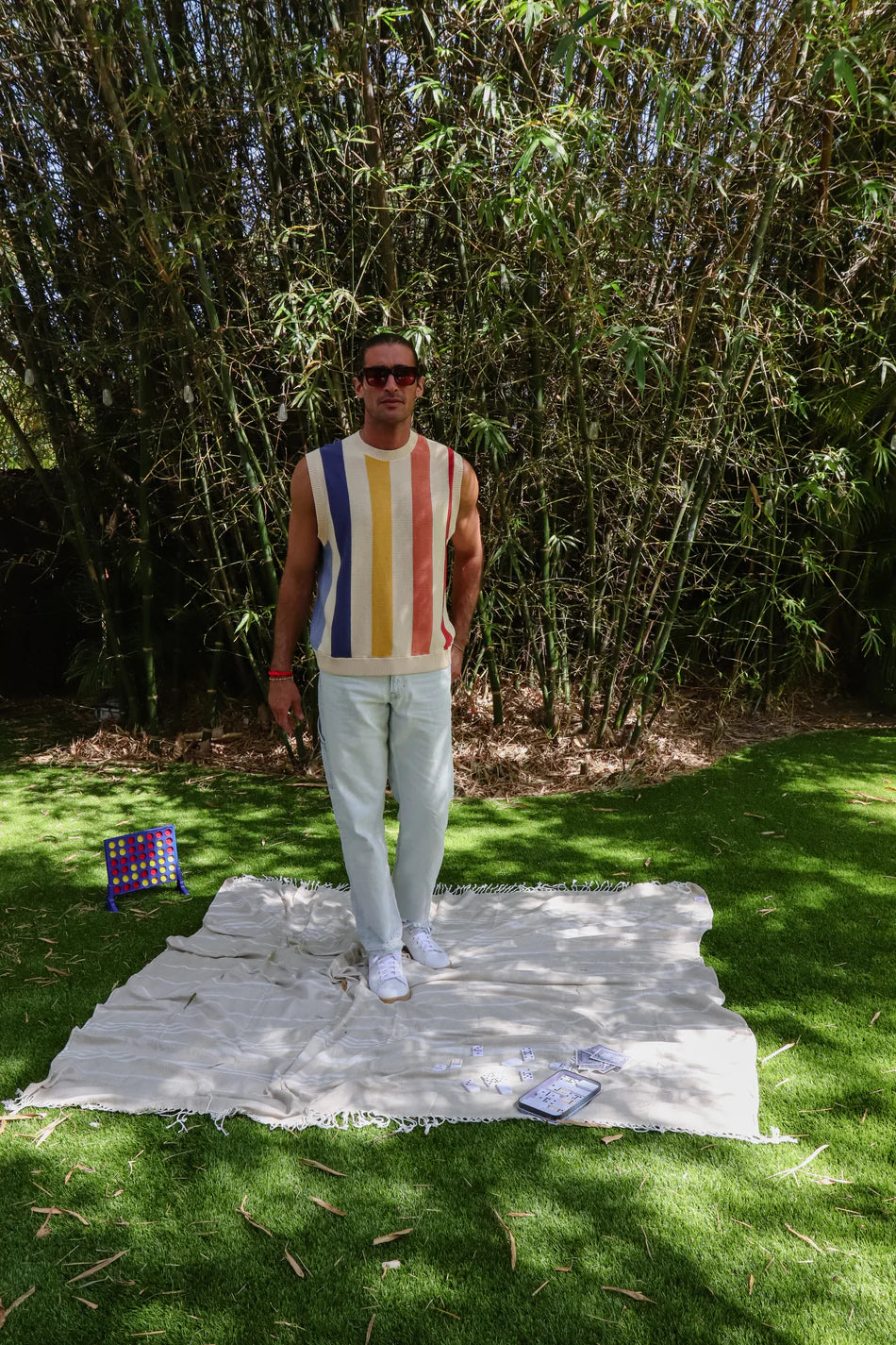 MAVRANS: STRIPED KNIT VEST (view on male model)