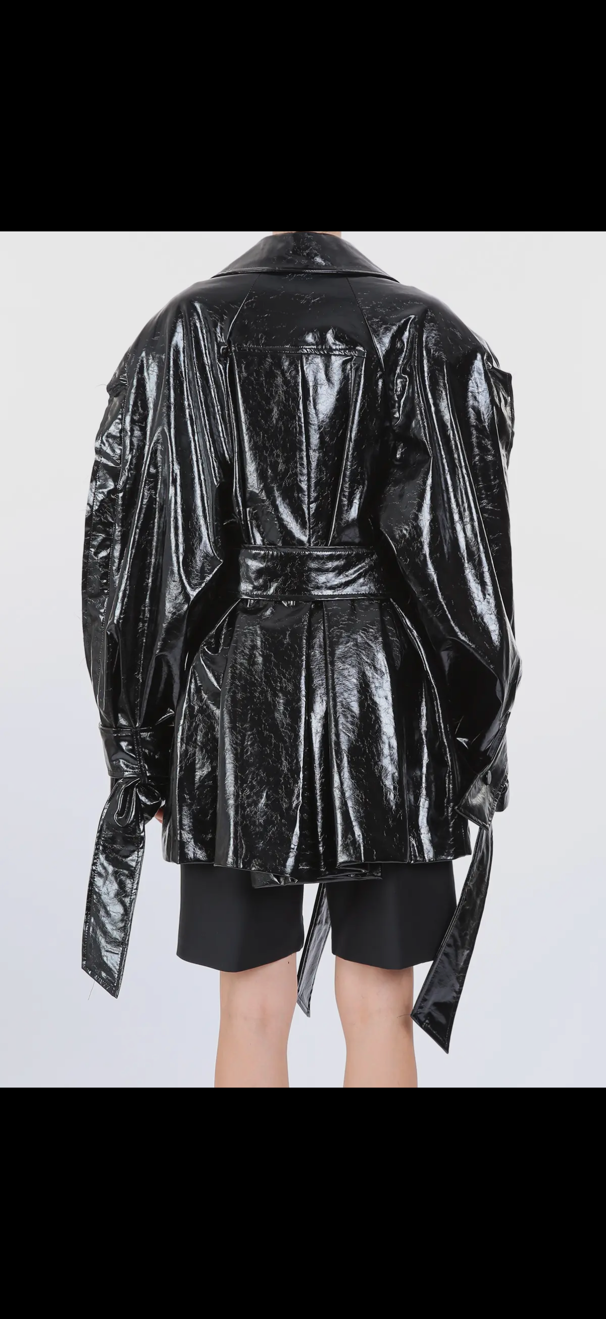 BEULAH STYLE: VEGAN BELTED DETAIL TRENCH COAT
