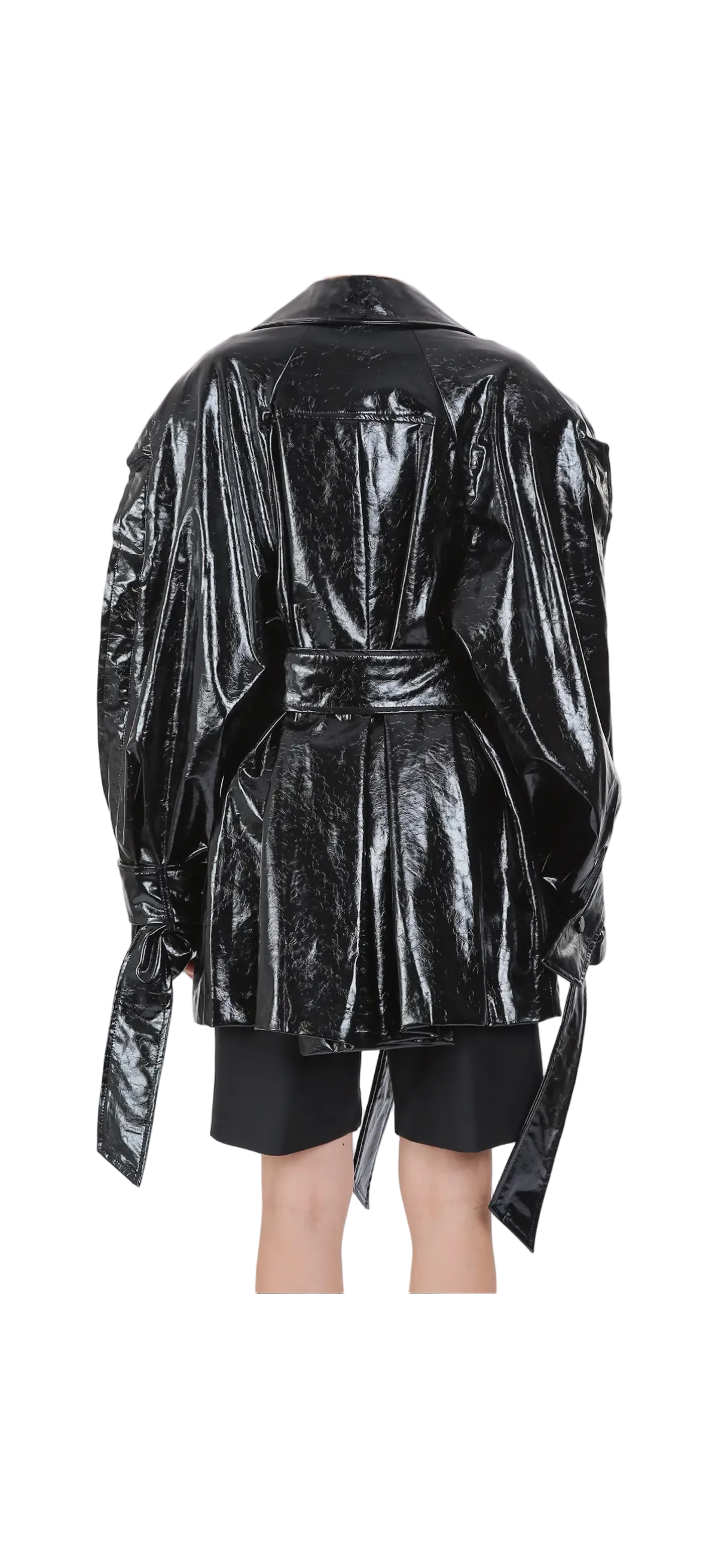 BEULAH STYLE: VEGAN BELTED DETAIL TRENCH COAT