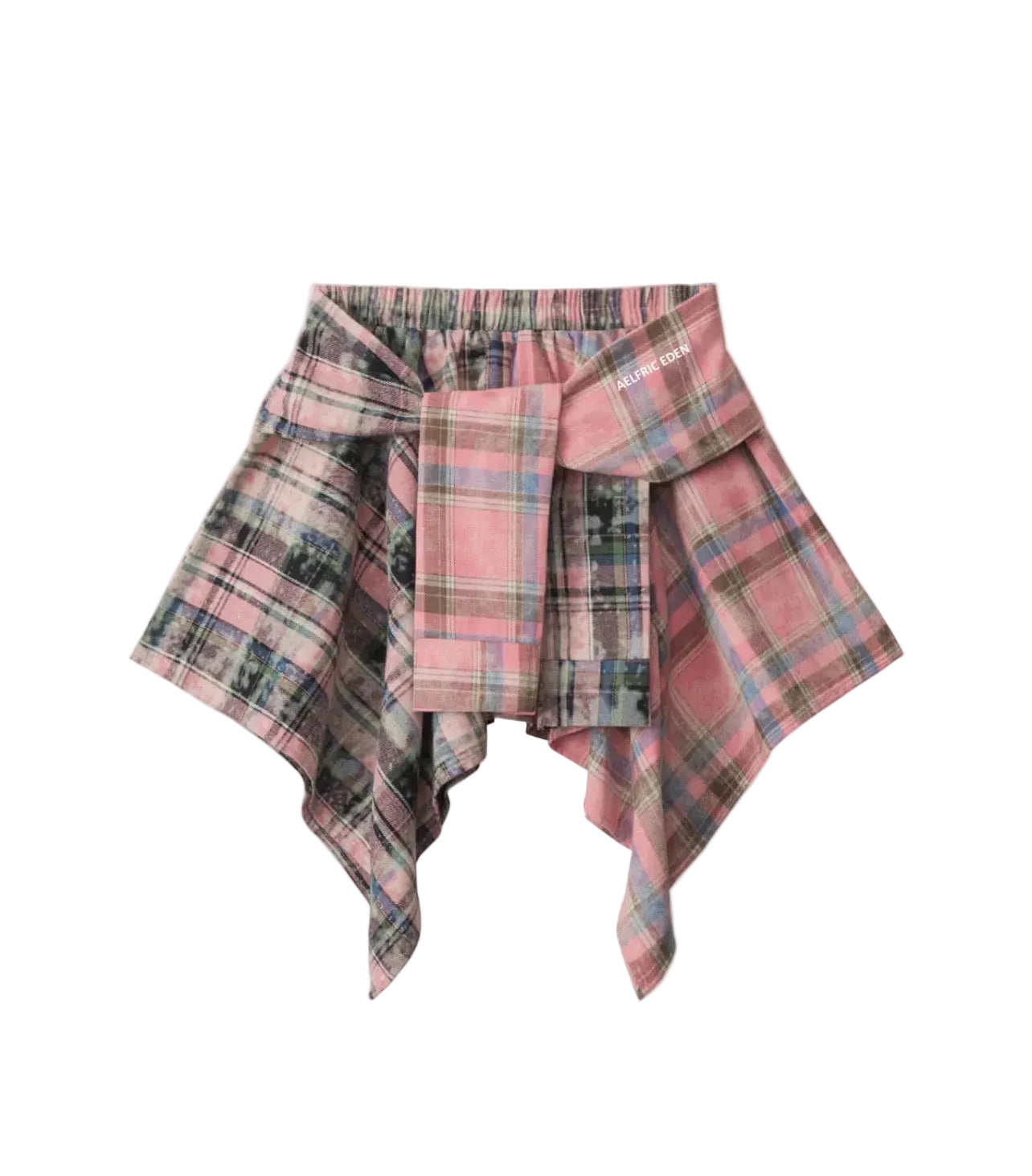 AELFRIC EDEN: TIE DYE PLAID SKIRT