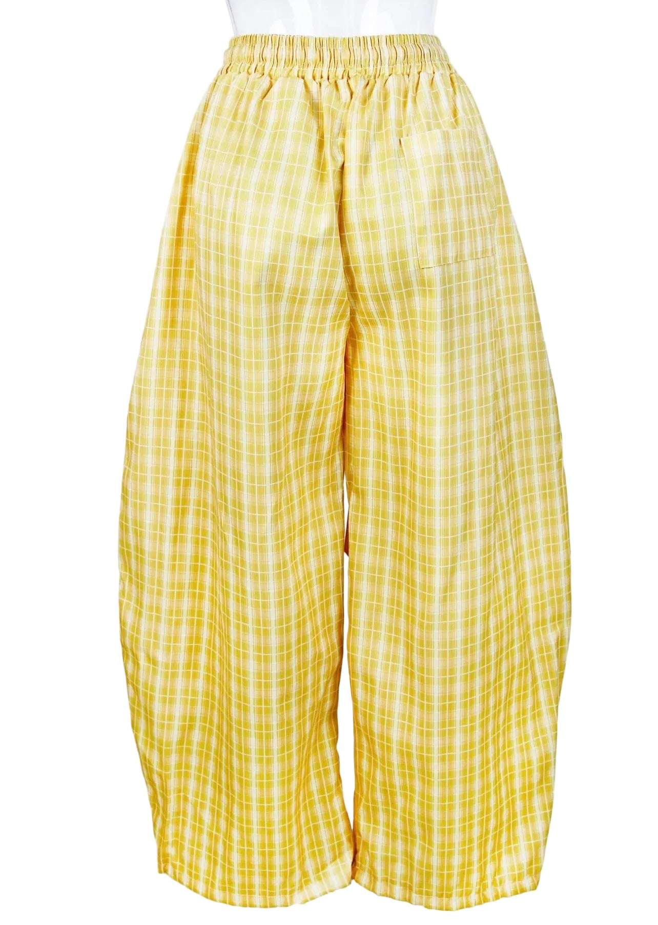 8586: YELLOW WIDE LEG PLAID PANTS