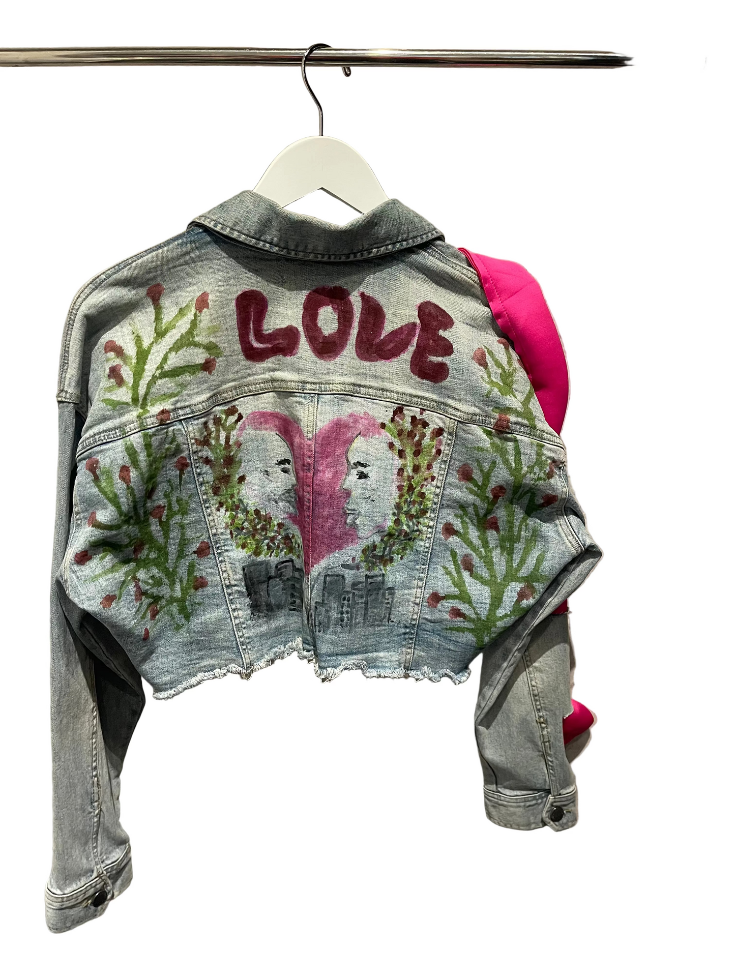 YASAMAN: CROPPED DENIM LOVE JACKET