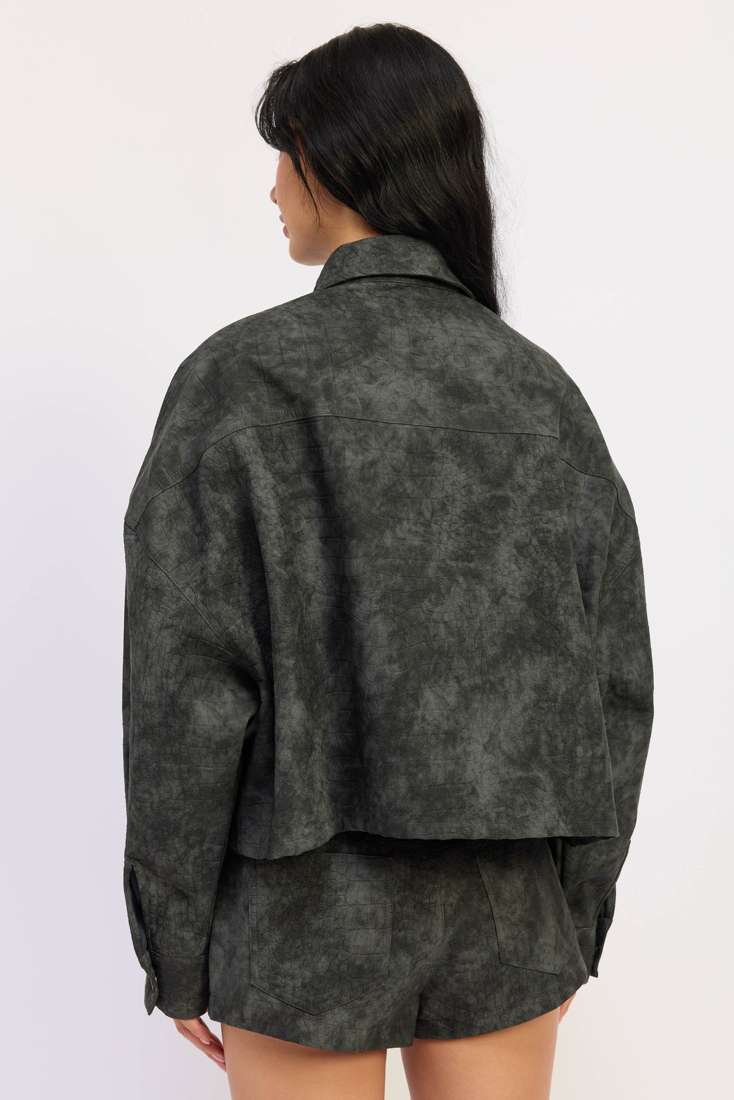 8586 FAUX LEATHER GREY JACKET