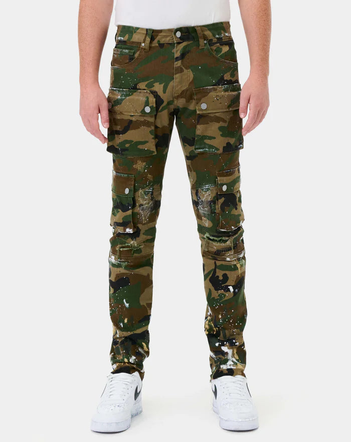 FIRST ROW: SLIM FIT CAMO PANTS - Main Image