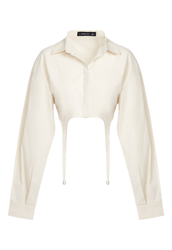 lioness venetian crop shirt cream - 8586